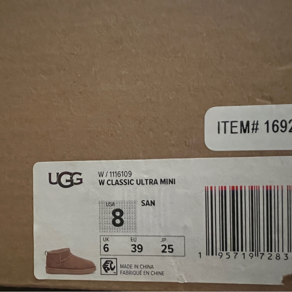 W Ultra Mini Ugg Boots “Driftwood” Size 8